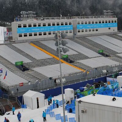 Superchute Snow Slide clearing snow from a grandstand at the 2010 Vancouver Olympics.